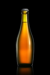Bottle of beer or cider with clipping path isolated on black gradient background