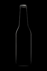 Silhouette of beer bottle with clipping path isolated on black background