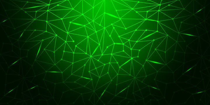 Green Background abstract with lighting lines digital concept