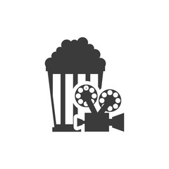 cinematographic camera with cinema icon vector illustration design