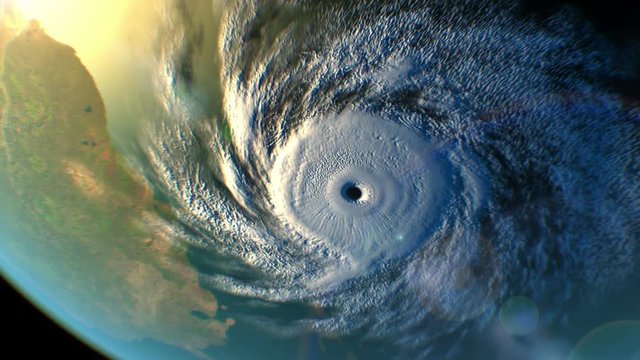 Hurricane over the Earth, 3D animation.