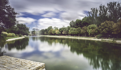 Tierno Galvan Park. Madrid. Spain. Long exposure photography, photo two minutes.