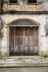 old wood door of classic building