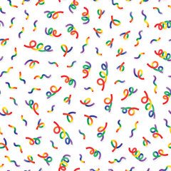Vector Seamless Multicolor Memphis Style Confetti Lines Jumble Pattern