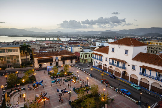 The Ayuntamiento building at Parque Cespedes, Santiago de Cuba, Cuba