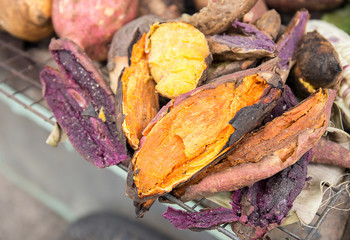 yellow and orange potato on the stove