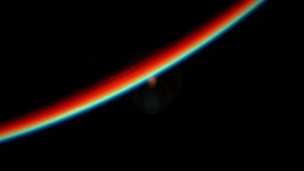 Inverted sunrise, view from space. 3D animation.