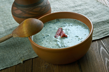 Finnish creamy soup with chanterelles