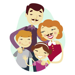 Happy family man and a transvestite with two children.