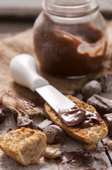 Chocolate cream and nuts. Chocolate spread