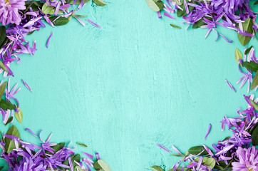 Around scattered flower petals. In the middle there's space