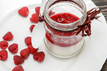 Panna cotta with raspberry jelly