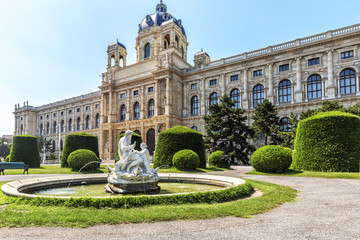 View of Natural History Museum in park Maria-Theresien-Platz  in