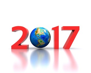 3D background with new year coming - 2017