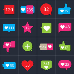 Social pictogram Counter Notification Icons collection
