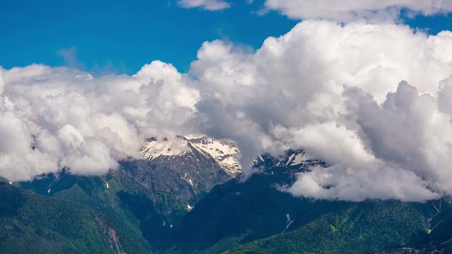 mountains against the clouds sky,timelapse 4K
