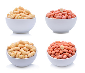 peanuts in bowl on white background