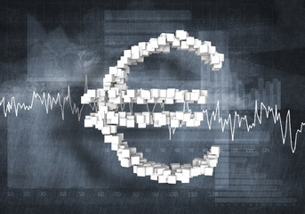 Euro currency rate, 3D rendering