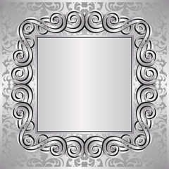 silver background with decorative frame