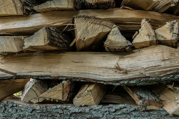 Background or texture - Stack of firewood.