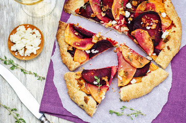 sweet potato beets galette with goat cheese and thyme