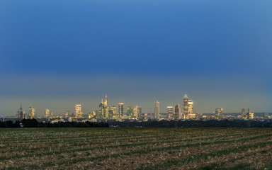 Fototapeta na wymiar view of Frankfurt skyline by night