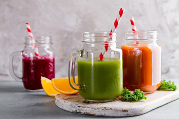 Fresh juice in the jar for detox or healthy lifestyle