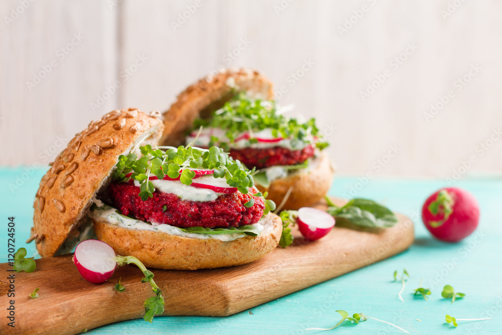 Canvas Prints veggie couscous beet burgers