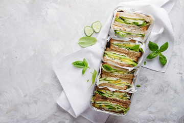 Healthy rye and wholemeal sandwich with vegetables