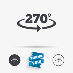 Angle 270 degrees sign icon. Geometry math symbol
