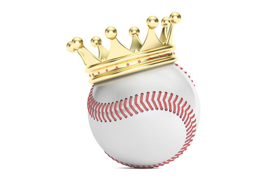 Baseball Ball With Gold Crown, 3D Rendering