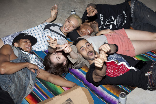 Friends hanging out together outdoors