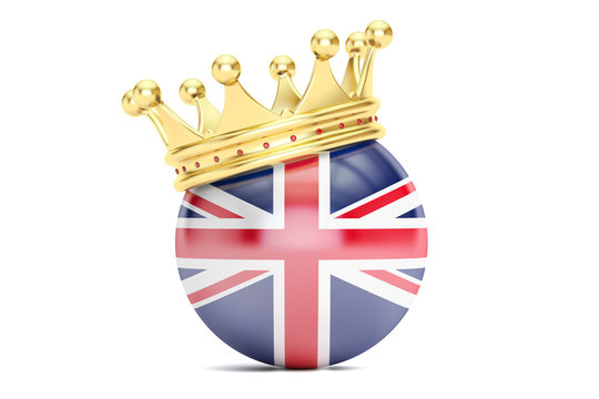 Crown with flag of United Kingdom of Great Britain, 3D rendering