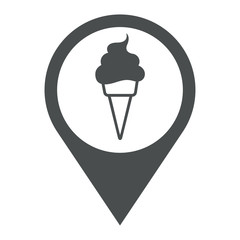 Icono plano localizacion cono helado gris