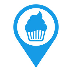 Icono plano localizacion Cup Cake azul