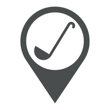 Icono plano localizacion cucharon de cocina gris