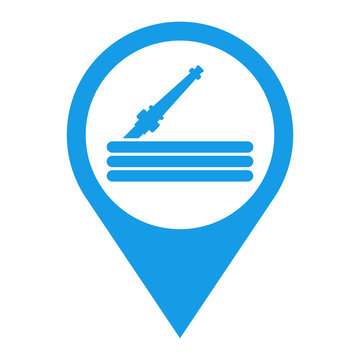 Icono plano localizacion manguera horizontal azul