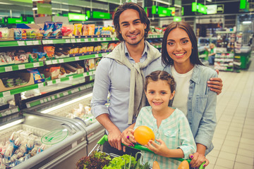 Family in the supermarket