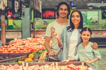 Family in the supermarket