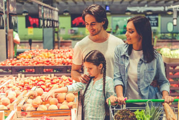 Family in the supermarket