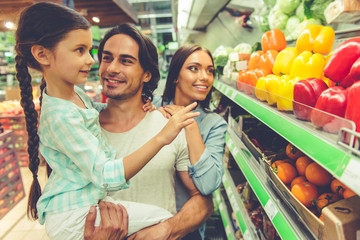 Family in the supermarket