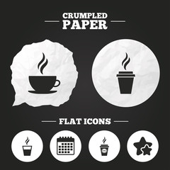 Coffee cup icon. Hot drinks glasses symbols.