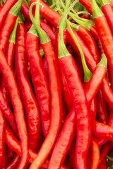Hot red peppers for sale at a farmer's market