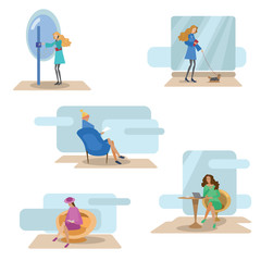 Obraz premium Girl in the city, vector illustration.