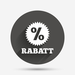 Rabatt - Discounts in German sign icon. Star.