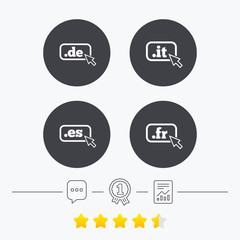 Top-level domains signs. De, It, Es and Fr.