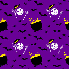 Halloween seamless pattern background with cartoon ghosts 