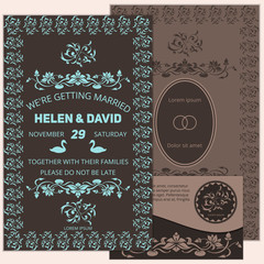  Vintage art, traditional Arabic, Indian, ottoman motifs elements. Vector decorative vintage postcard and envelope design for invitations.