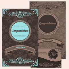  Vintage art, traditional Arabic, Indian, ottoman motifs elements. Vector decorative vintage postcard and envelope design for invitations.