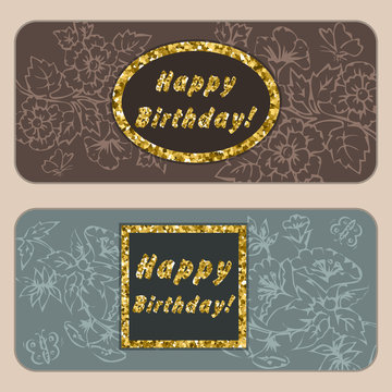 Set Floral card design, Birthday, flowers, leaf , herbs doodle elements. Vector decorative invitation. elements are not cropped and hidden under mask.
